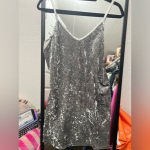 Silver/gray velour spaghetti strap dress